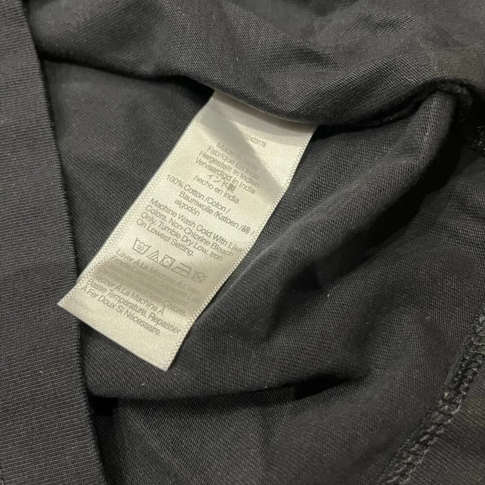 NWTMadewell Puff Sleeve Tee Sz S Black Casual Peasant Preppy Classic Cotton